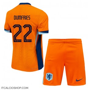 Olanda Denzel Dumfries #22 Prima Maglia Bambino Europei 2024 Manica Corta (+ Pantaloni corti)